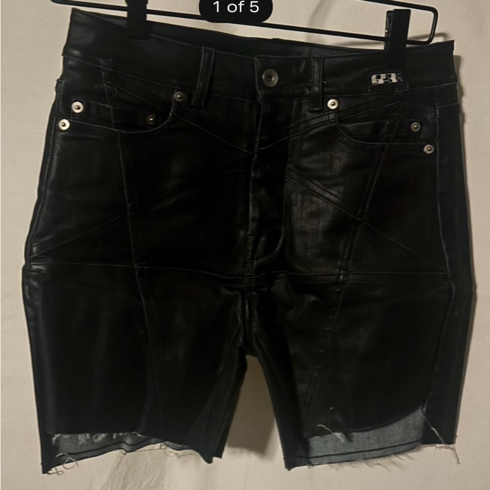 Rick Owens DRKSHDW Penta Trucker Jorts waxed black denim sz 28